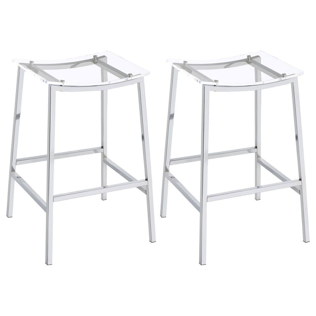 Jovani Acrylic Backless Bar Stools Clear And Chrome (Set Of 2) 182359 - Ella Furniture