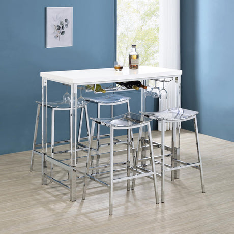 Jovani Acrylic Backless Bar Stools Clear And Chrome (Set Of 2) 182359 - Ella Furniture