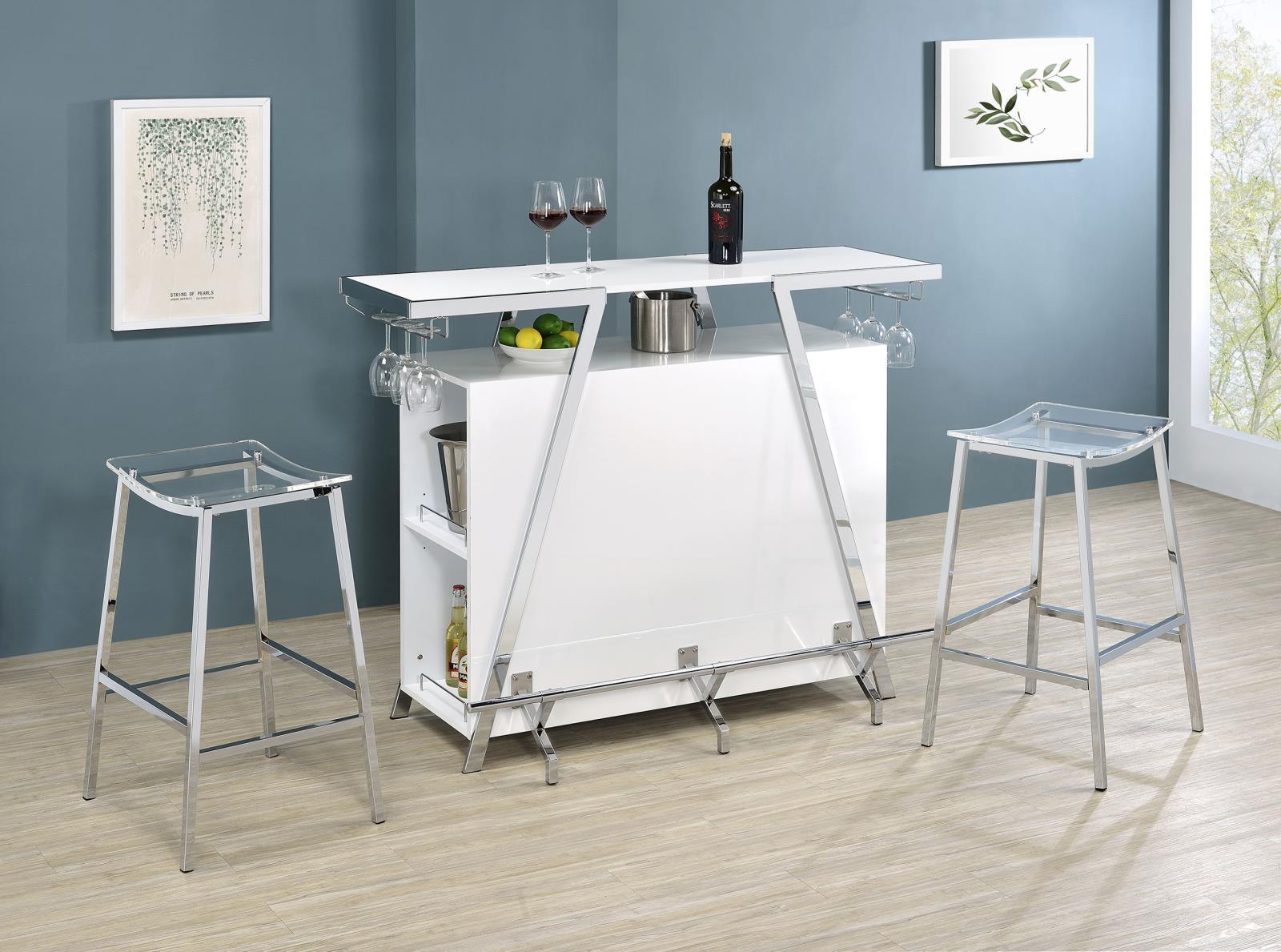 Jovani Acrylic Backless Bar Stools Clear And Chrome (Set Of 2) 182359 - Ella Furniture