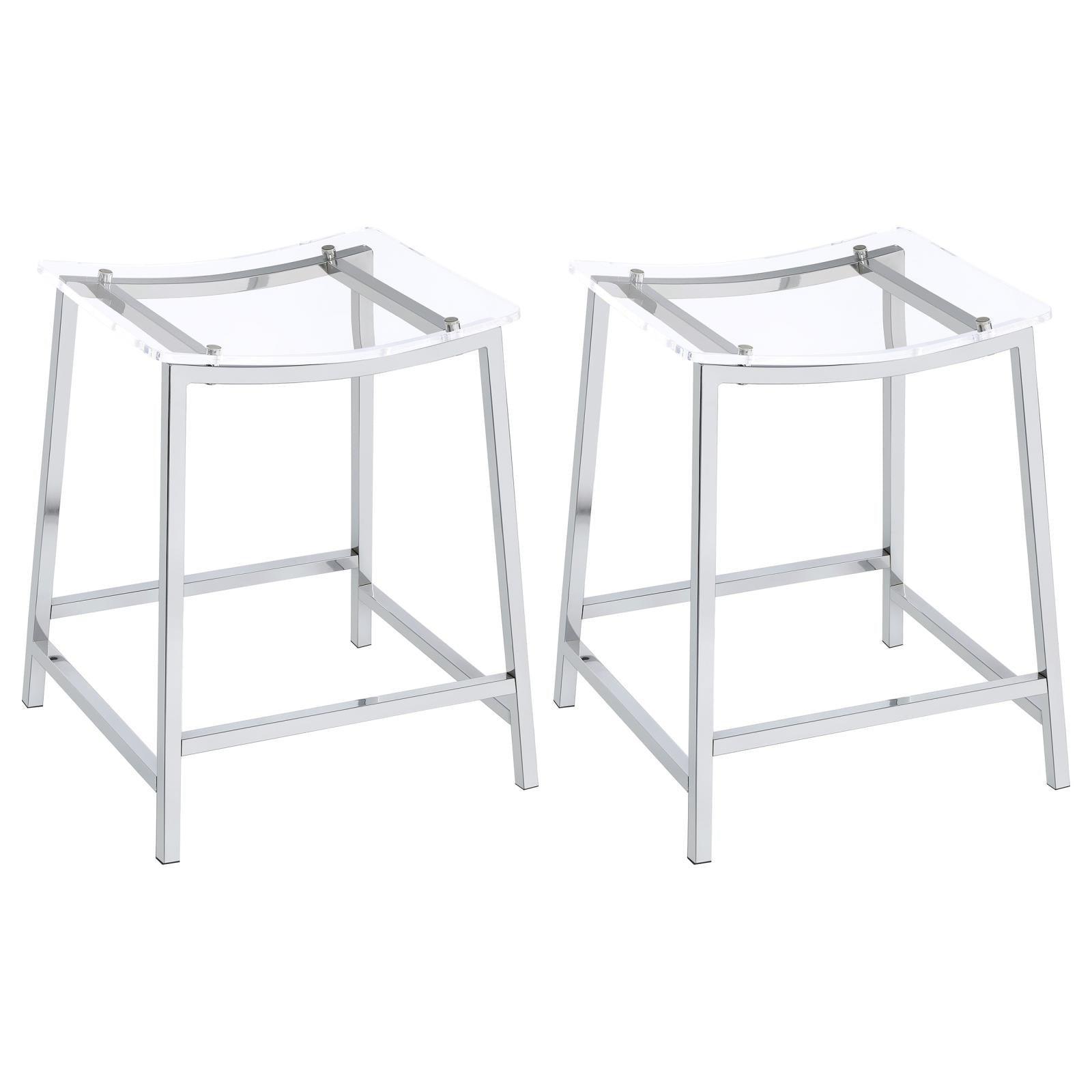 Jovani Acrylic Backless Counter Height Bar Stools Clear And Chrome (Set Of 2) 182358 - Ella Furniture