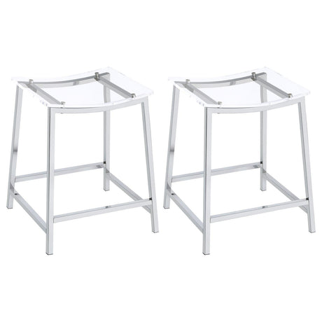 Jovani Acrylic Backless Counter Height Bar Stools Clear And Chrome (Set Of 2) 182358 - Ella Furniture