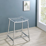 Jovani Acrylic Backless Counter Height Bar Stools Clear And Chrome (Set Of 2) 182358 - Ella Furniture