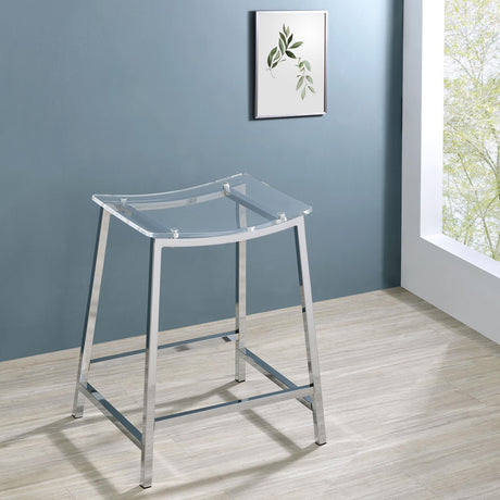 Jovani Acrylic Backless Counter Height Bar Stools Clear And Chrome (Set Of 2) 182358 - Ella Furniture