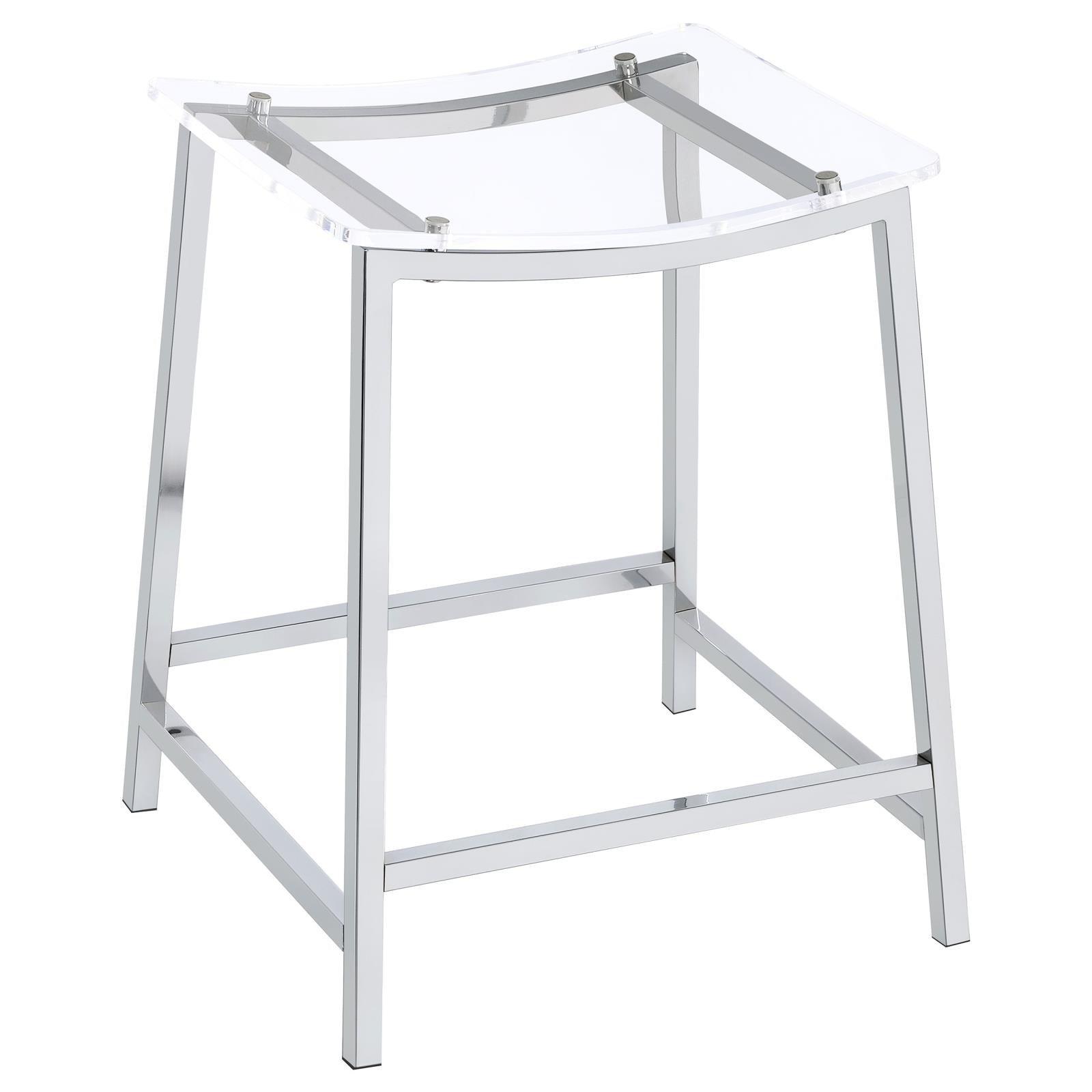 Jovani Acrylic Backless Counter Height Bar Stools Clear And Chrome (Set Of 2) 182358 - Ella Furniture