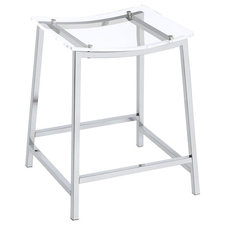 Jovani Acrylic Backless Counter Height Bar Stools Clear And Chrome (Set Of 2) 182358 - Ella Furniture