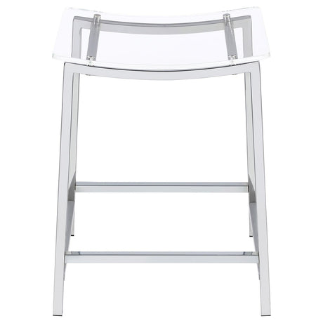 Jovani Acrylic Backless Counter Height Bar Stools Clear And Chrome (Set Of 2) 182358 - Ella Furniture