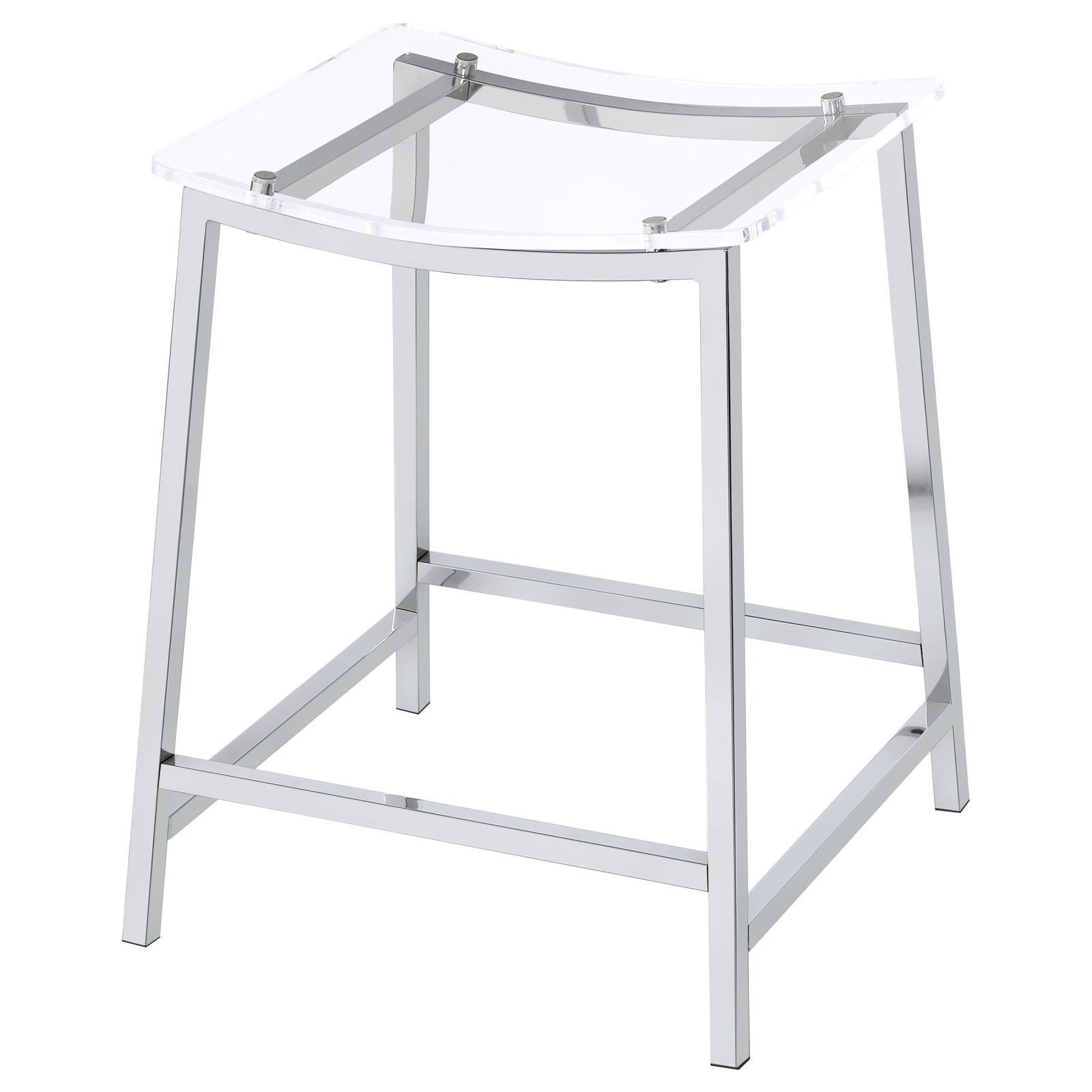 Jovani Acrylic Backless Counter Height Bar Stools Clear And Chrome (Set Of 2) 182358 - Ella Furniture