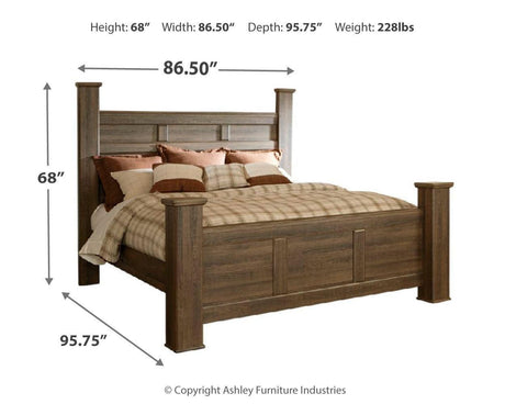 Juararo Dark Brown Poster Bedroom Set - Ella Furniture