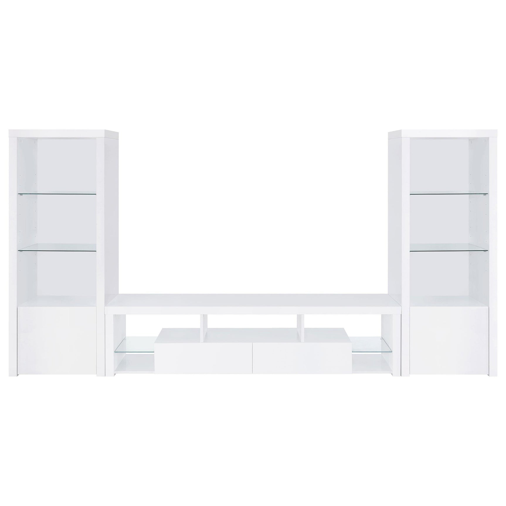 Jude 3-piece 71" TV Entertainment Center White High Gloss 704251-SET - Ella Furniture