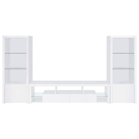 Jude 3-piece 71" TV Entertainment Center White High Gloss 704251-SET - Ella Furniture