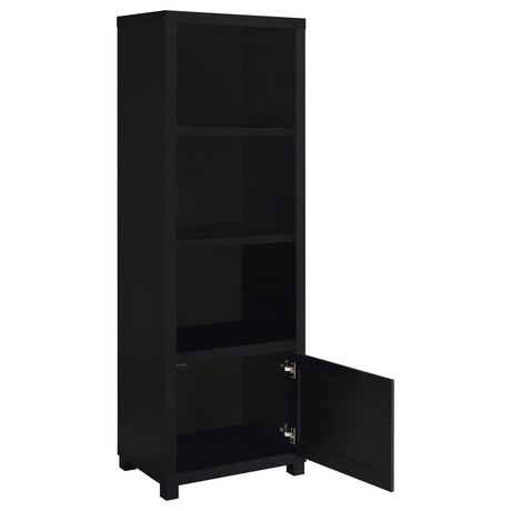 Jupiter 3-Shelf Media Tower Bookcase With Storage Cabinet Black 707756 - Ella Furniture