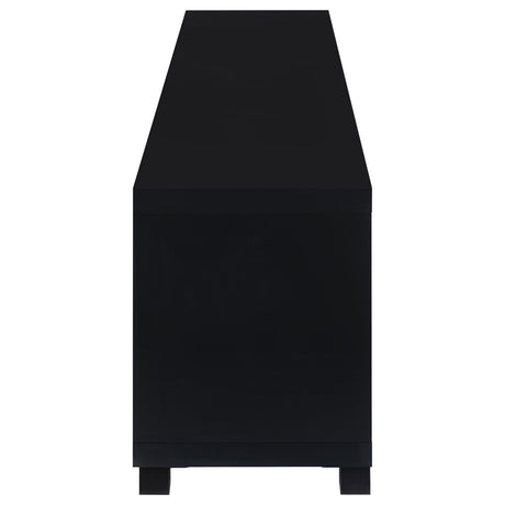 Jupiter 4-Door 79" Tv Stand Media Console With Framed Glass Panels Black 736303 - Ella Furniture