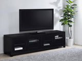 Jupiter 4-Door 79" Tv Stand Media Console With Framed Glass Panels Black 736303 - Ella Furniture