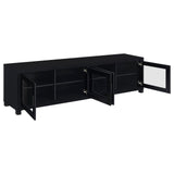 Jupiter 4-Door 79" Tv Stand Media Console With Framed Glass Panels Black 736303 - Ella Furniture