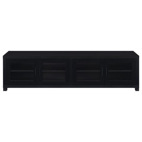 Jupiter 4-Door 79" Tv Stand Media Console With Framed Glass Panels Black 736303 - Ella Furniture