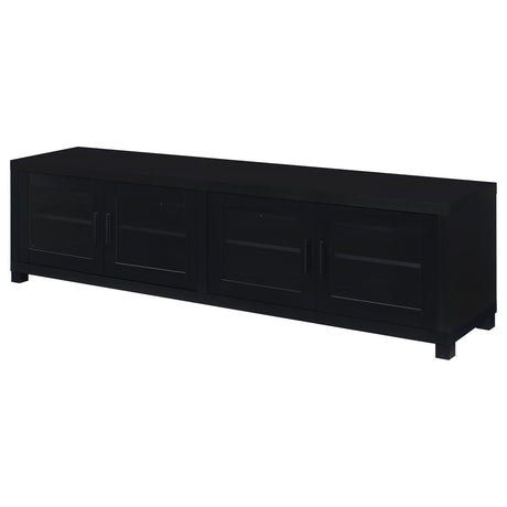 Jupiter 4-Door 79" Tv Stand Media Console With Framed Glass Panels Black 736303 - Ella Furniture