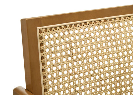 Kane Solid Wood Bar Stool With Woven Rattan Back And Upholstered Seat Light Walnut (Set Of 2) 182677 - Ella Furniture