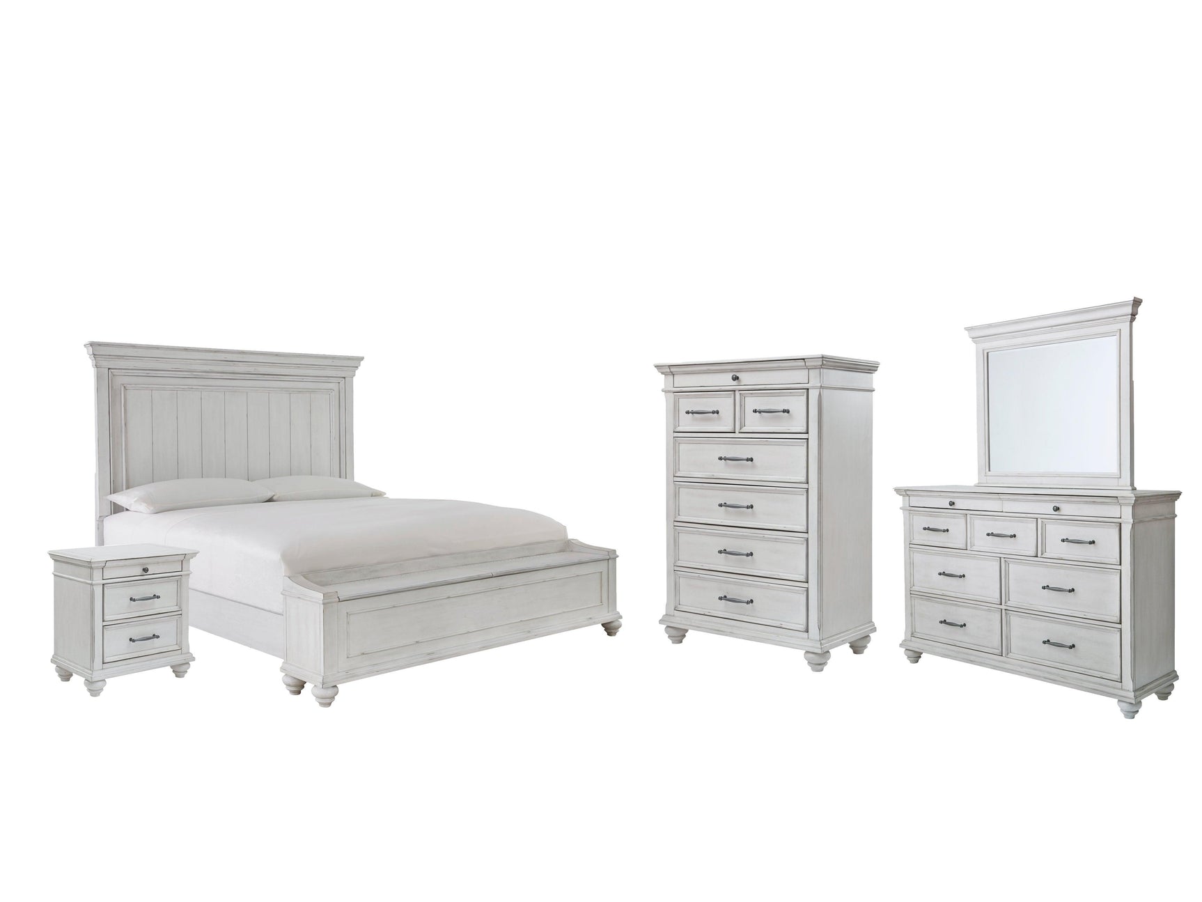 Kanwyn Whitewash Panel Storage Bedroom Set - Ella Furniture