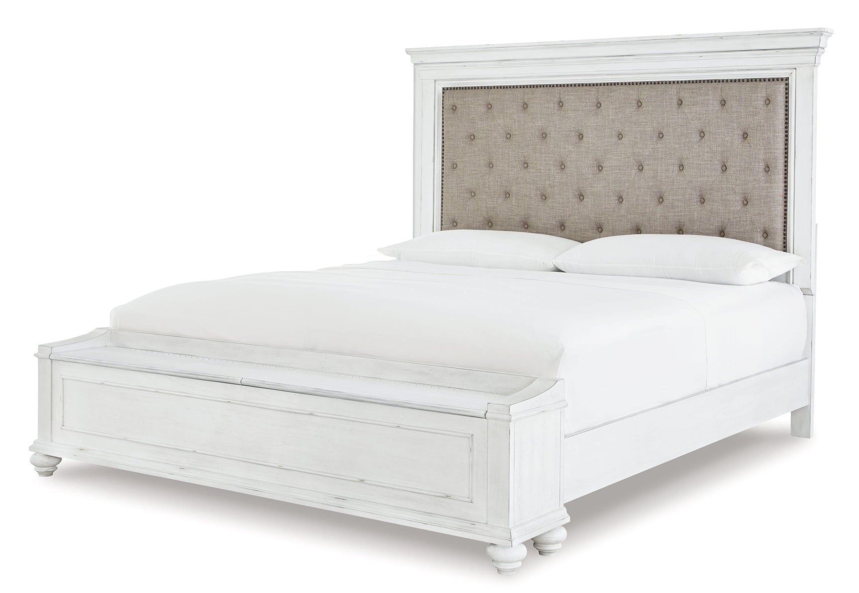 Kanwyn Whitewash Panel Storage Bedroom Set - Ella Furniture