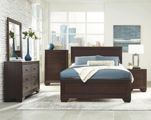 Kauffman Dark Cocoa Panel Bedroom Set - Ella Furniture