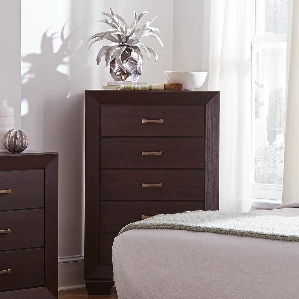 Kauffman Dark Cocoa Panel Bedroom Set - Ella Furniture