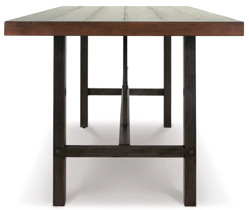 Kavara Medium Brown Counter Height Dining Table And 2 Barstools And 2 Benches - Ella Furniture