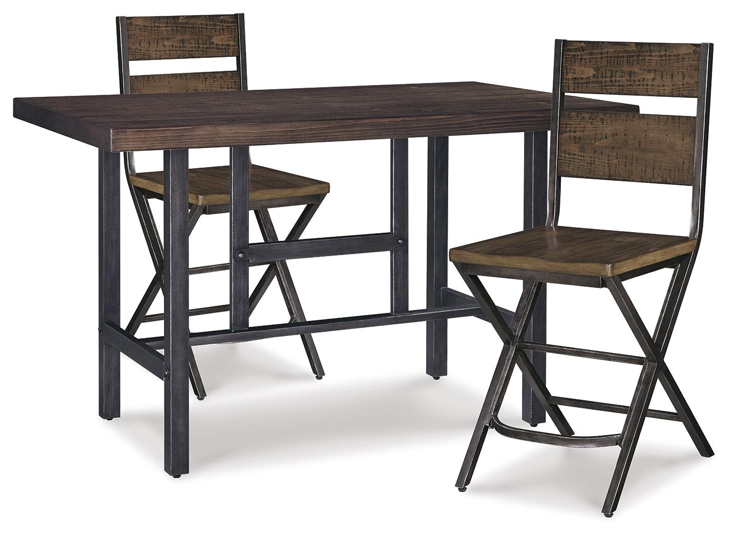 Kavara Medium Brown Counter Height Dining Table And 2 Barstools - Ella Furniture