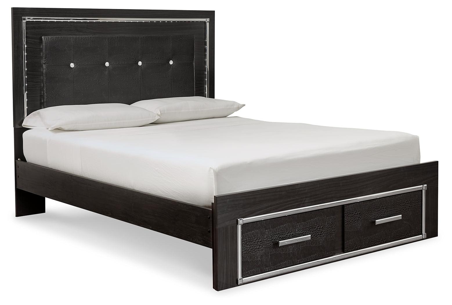 Kaydell Black Upholstered Panel Storage Bedroom Set - Ella Furniture