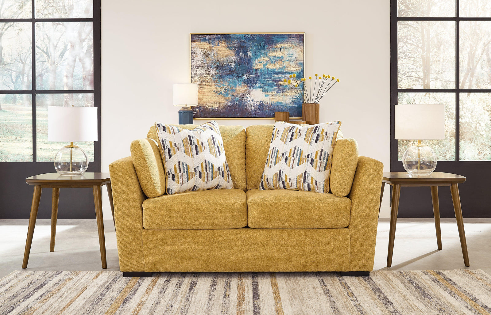 Keerwick Sunflower Chenille Loveseat [ETA: 05/09] - Ella Furniture