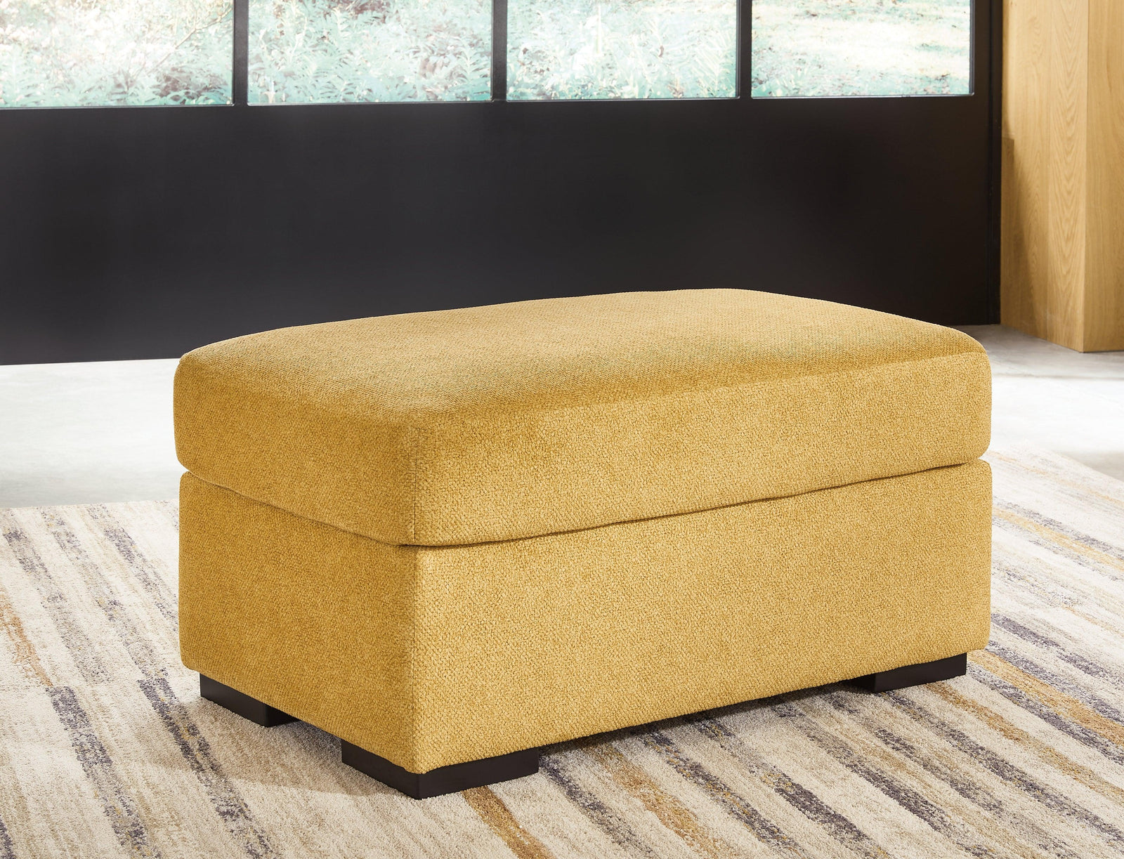 Keerwick Sunflower Chenille Ottoman - Ella Furniture