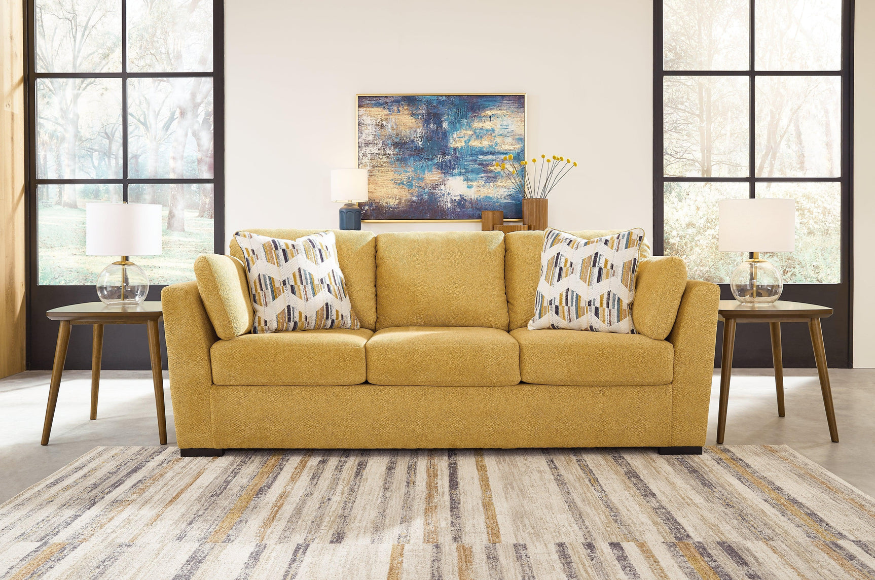 Keerwick Sunflower Chenille Sofa - Ella Furniture