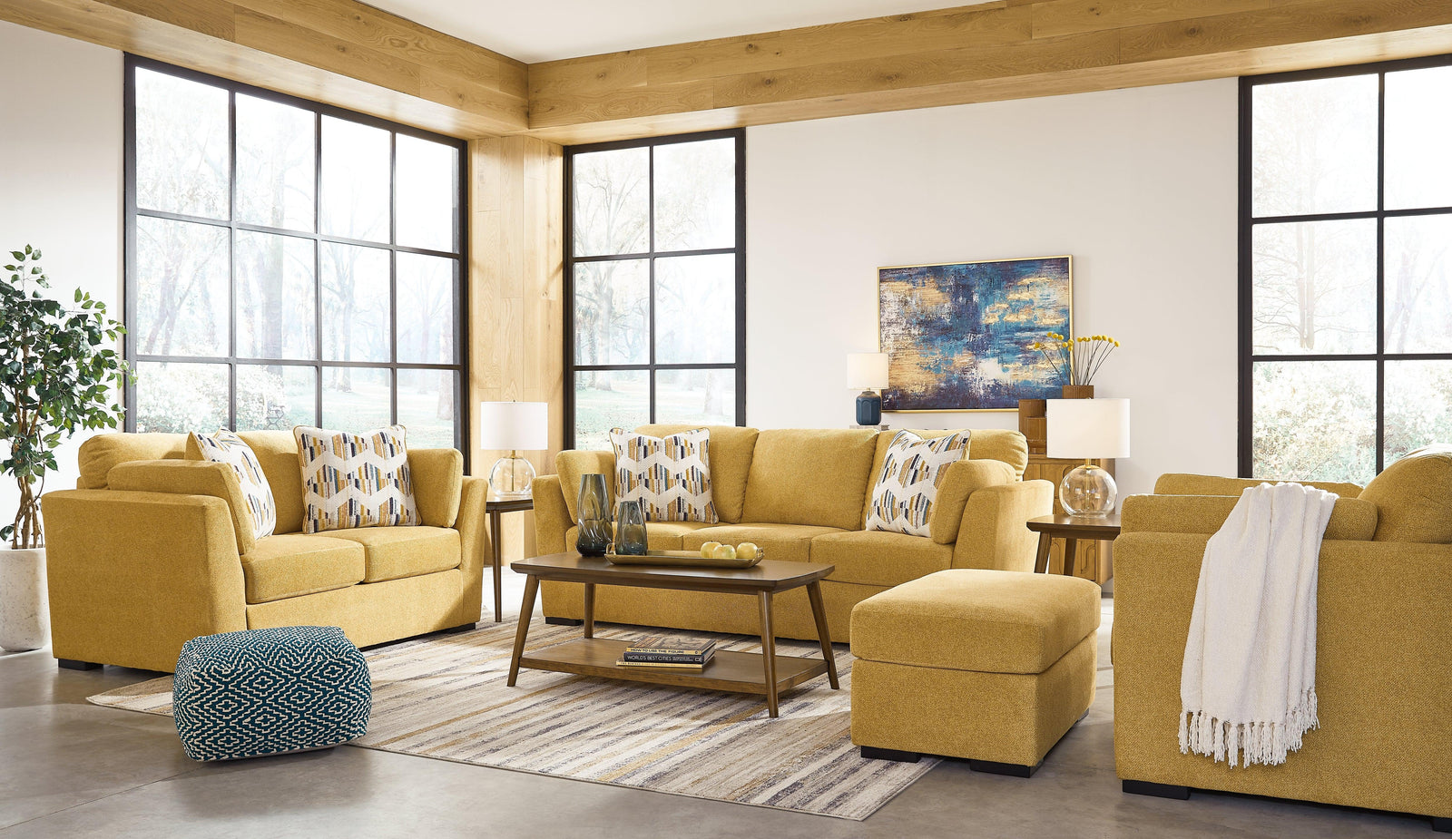 Keerwick Sunflower Sofa, Loveseat, Chair And Ottoman - Ella Furniture