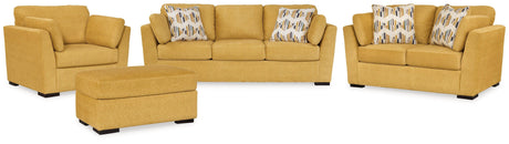 Keerwick Sunflower Sofa, Loveseat, Chair And Ottoman - Ella Furniture