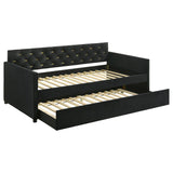 Kendall Kendall Upholstered Tufted Twin Daybed With Trundle Black 300826 [ETA: 4/11/2024] - Ella Furniture