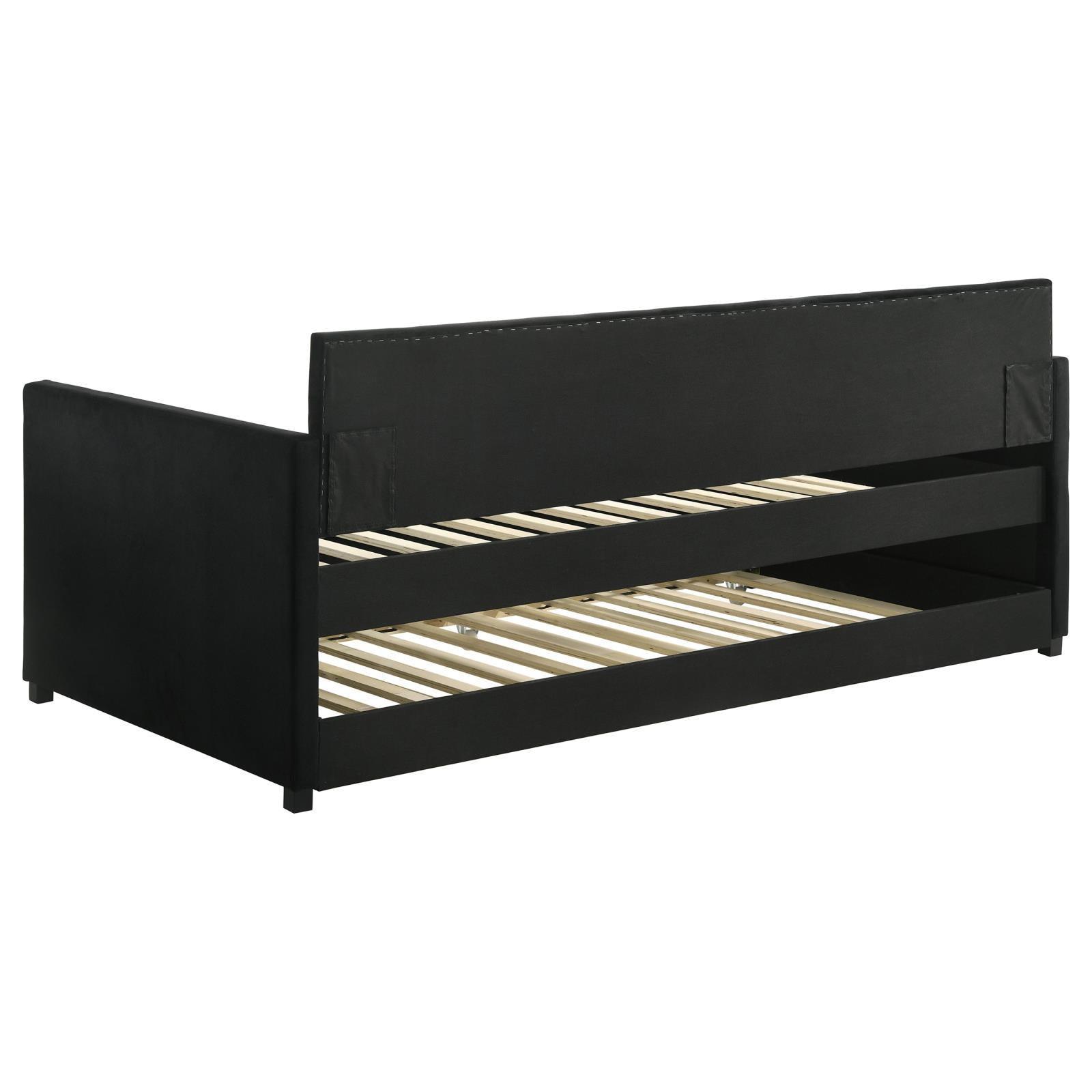 Kendall Kendall Upholstered Tufted Twin Daybed With Trundle Black 300826 [ETA: 4/11/2024] - Ella Furniture