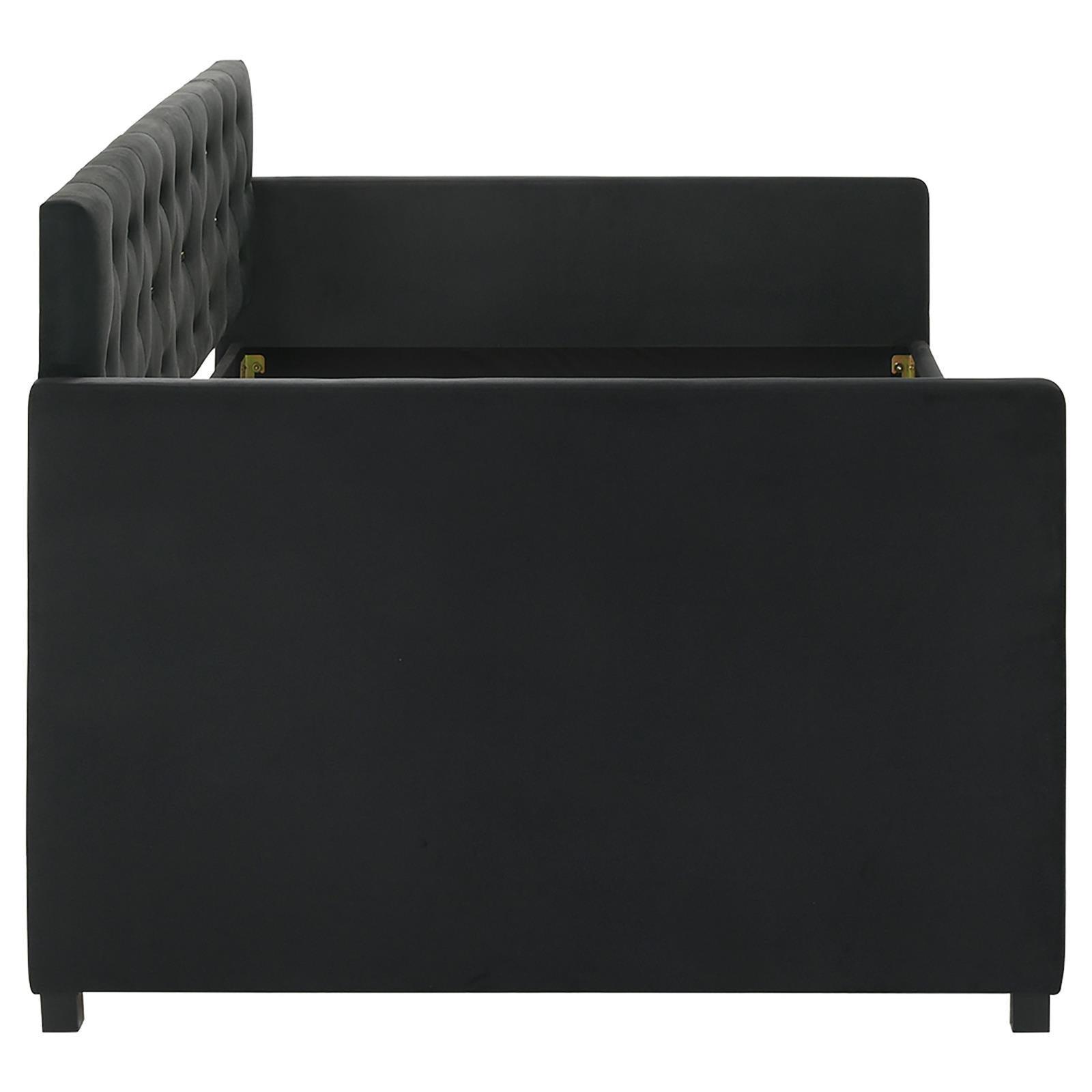 Kendall Kendall Upholstered Tufted Twin Daybed With Trundle Black 300826 [ETA: 4/11/2024] - Ella Furniture