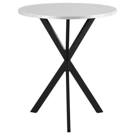 Kenzo Round Metal Top Bar Table Silver And Sandy Black 182861 - Ella Furniture