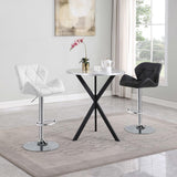 Kenzo Round Metal Top Bar Table Silver And Sandy Black 182861 - Ella Furniture