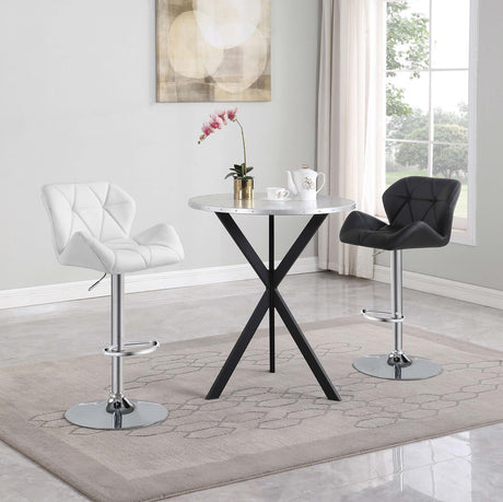 Kenzo Round Metal Top Bar Table Silver And Sandy Black 182861 - Ella Furniture