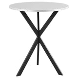 Kenzo Round Metal Top Bar Table Silver And Sandy Black 182861 - Ella Furniture
