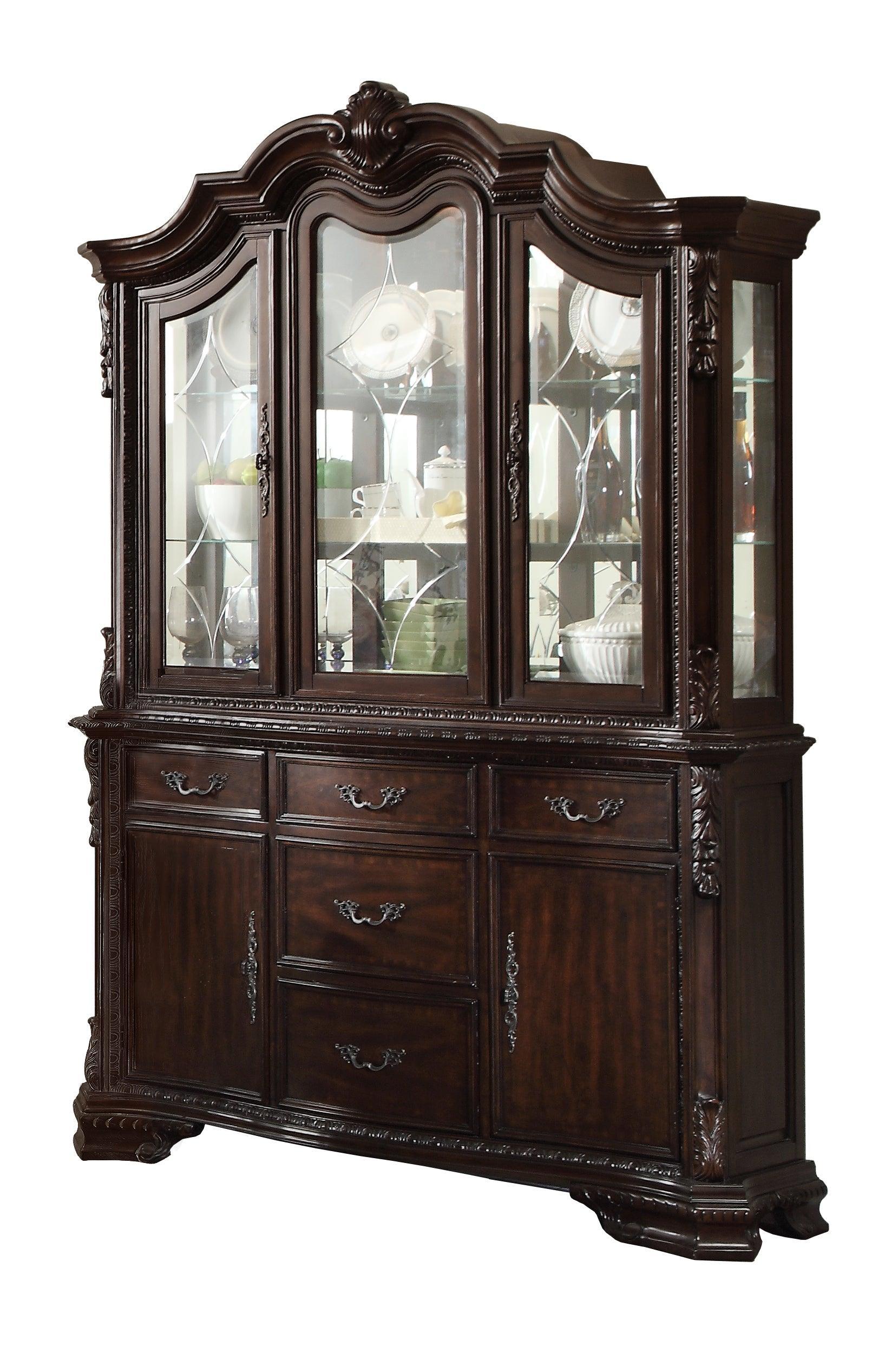 Kiera Brown Traditional Wood Veneers And Solids Formal Extendable Dining Room Set - Ella Furniture