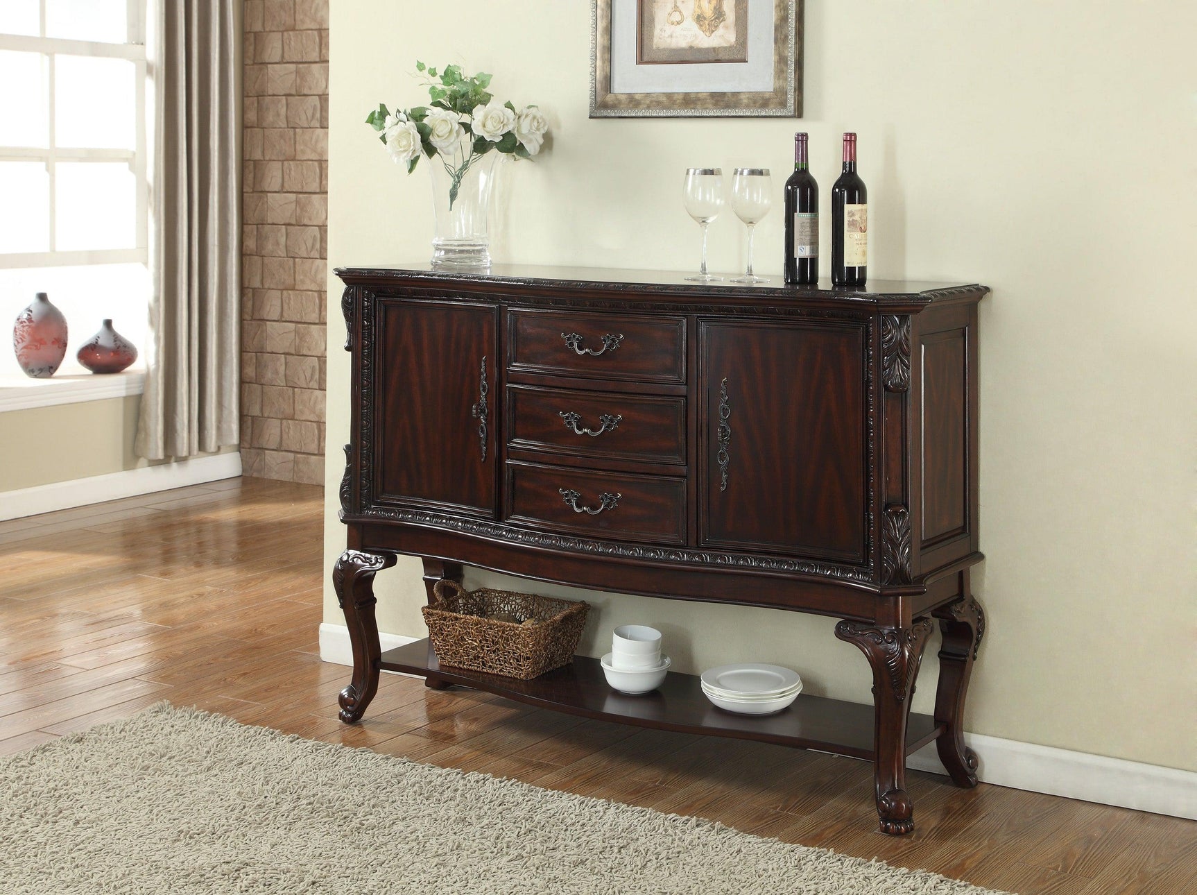 Kiera Brown Traditional Wood Veneers And Solids Formal Extendable Dining Room Set - Ella Furniture