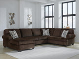 Kimlee Chocolate Velvet 3-Piece Sectional with Chaise view 2