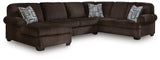 Kimlee Chocolate Velvet 3-Piece Sectional with Chaise view 3