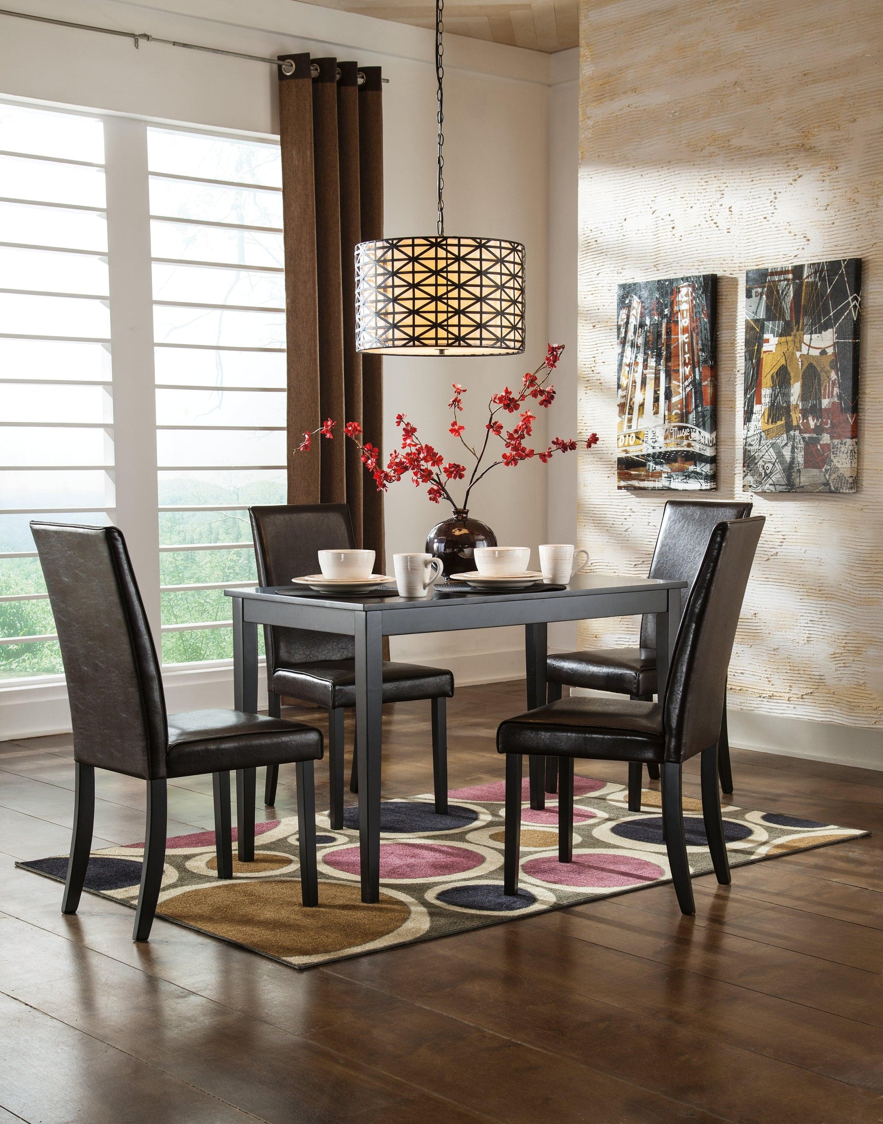 Kimonte Dark Brown Dining Table And 4 Chairs - Ella Furniture