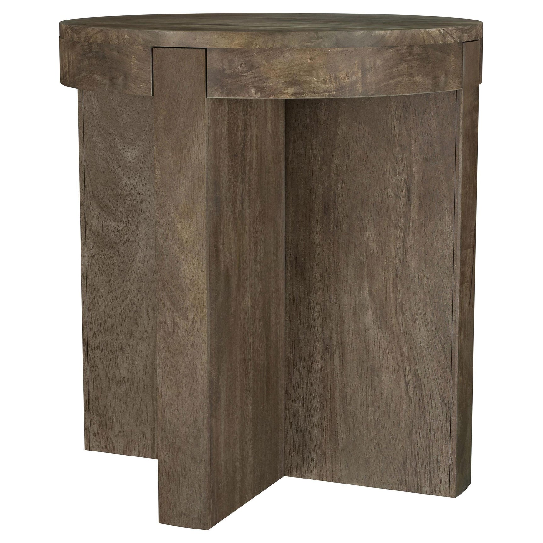 Kinkaid Round Solid Mango Wood End Table Brown 710137 - Ella Furniture