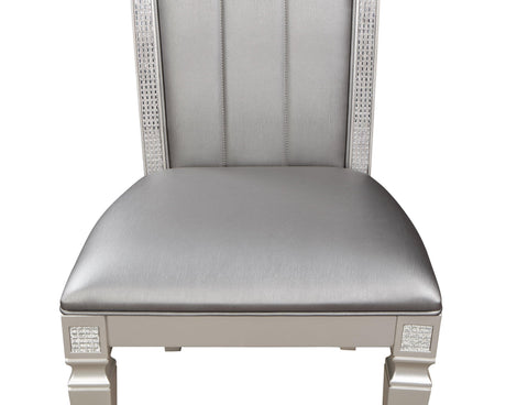 Klina Pedestal Gray Modern Sleek Metal Glass Pedestal Leg Dining Room Set - Ella Furniture
