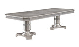 Klina Pedestal Gray Modern Sleek Metal Glass Pedestal Leg Dining Room Set - Ella Furniture
