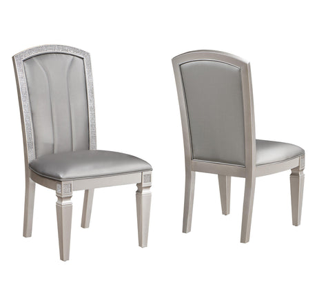 Klina Pedestal Gray Modern Sleek Metal Glass Pedestal Leg Dining Room Set - Ella Furniture