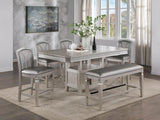 Klina Silver Modern Faux Leather Seat Rectangular Counter Height Dining Room Set - Ella Furniture